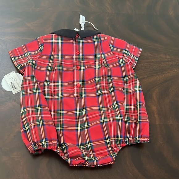 Edgehill Collection Baby Boys Short Sleeve Velvet Collar Plaid Bubble - Picture 5 of 10